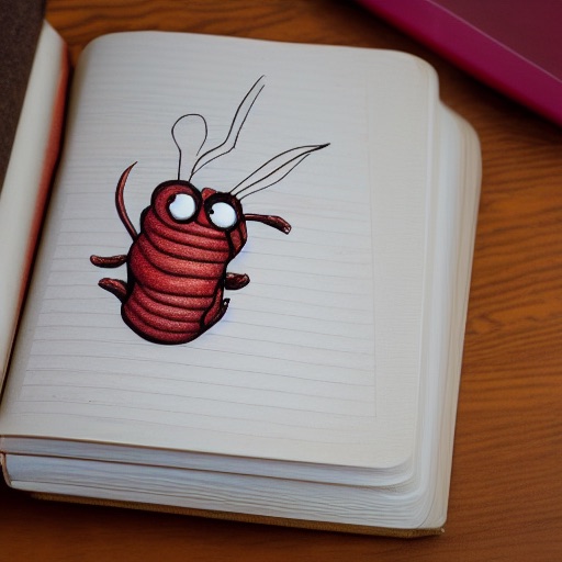 cartoon worm on a book - Stable Diffusion