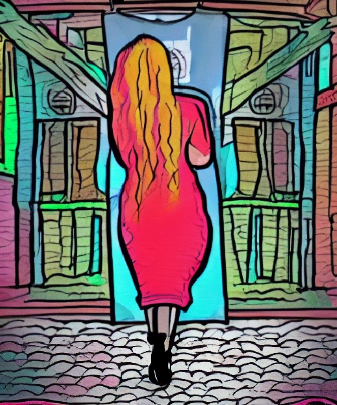 girl turning around, cartoon, colorful - Stable Diffusion