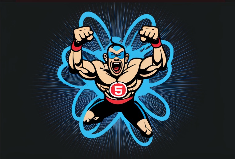 The React atom logo fighting with some HTML  - midjourney, edited